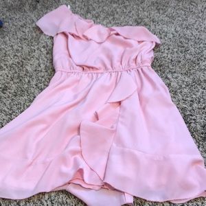 Blush one shoulder sun dress